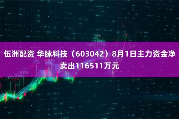 伍洲配资 华脉科技(603042)8月1日主力资金净卖出116511万元